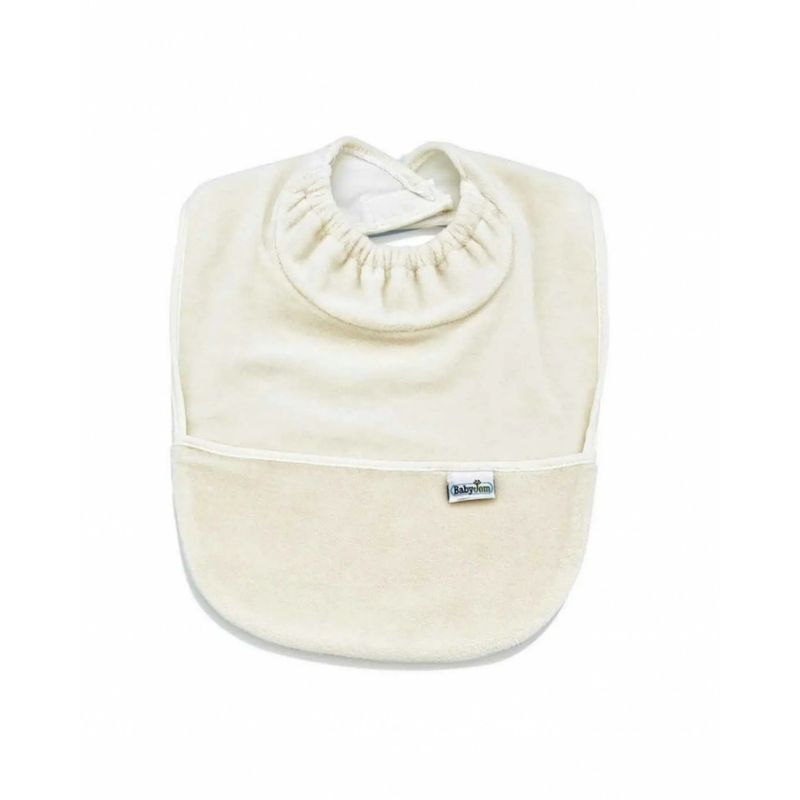 Jucarii, Copii si Bebe - Hrana si alaptare - Biberoane, suzete si accesorii hranire - Articole hranire bebelusi - Baveta cu buzunar BabyJem Velvet (Culoare: Ecru) - Infinity.ro