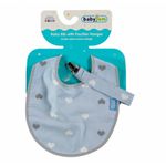 Jucarii, Copii si Bebe - Hrana si alaptare - Biberoane, suzete si accesorii hranire - Articole hranire bebelusi - Baveta cu suport pentru suzeta BabyJem (Culoare: Gri) - Infinity.ro