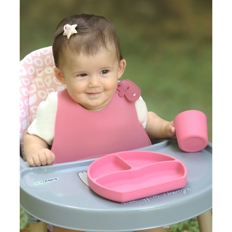 Jucarii, Copii si Bebe - Hrana si alaptare - Biberoane, suzete si accesorii hranire - Articole hranire bebelusi - Baveta din silicon BabyJem (Culoare: Roz) - Infinity.ro