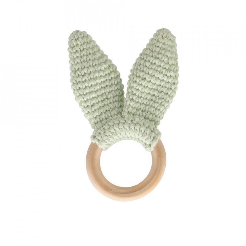 Jucarii, Copii si Bebe - Jucarii si jocuri - Jucarii bebelusi - Jucarii pentru dentitie - Jucarie dentitie din bumbac cu inel din lemn BabyJem Amigurumi (Culoare: Roz) - Infinity.ro