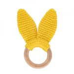 Jucarii, Copii si Bebe - Jucarii si jocuri - Jucarii bebelusi - Jucarii pentru dentitie - Jucarie dentitie din bumbac cu inel din lemn BabyJem Amigurumi (Culoare: Roz) - Infinity.ro