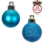Casa si Gradina - Decoratiuni - Decoratiuni de sezon - Set globuri craciun, model glitter mat, turcoaz, 3cm, 20 bucati - Infinity.ro