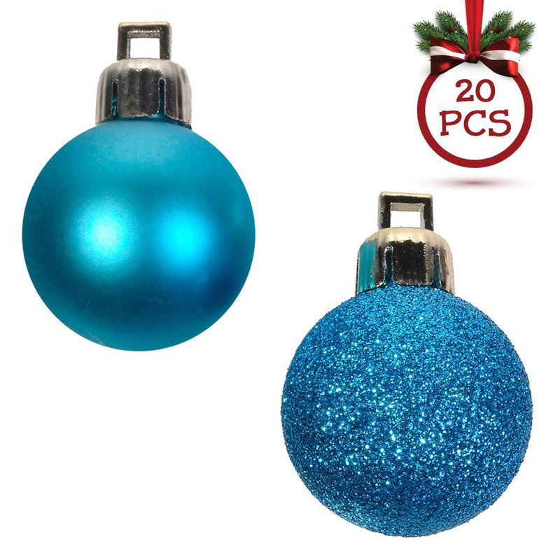 Casa si Gradina - Decoratiuni - Decoratiuni de sezon - Set globuri craciun, model glitter mat, turcoaz, 3cm, 20 bucati - Infinity.ro