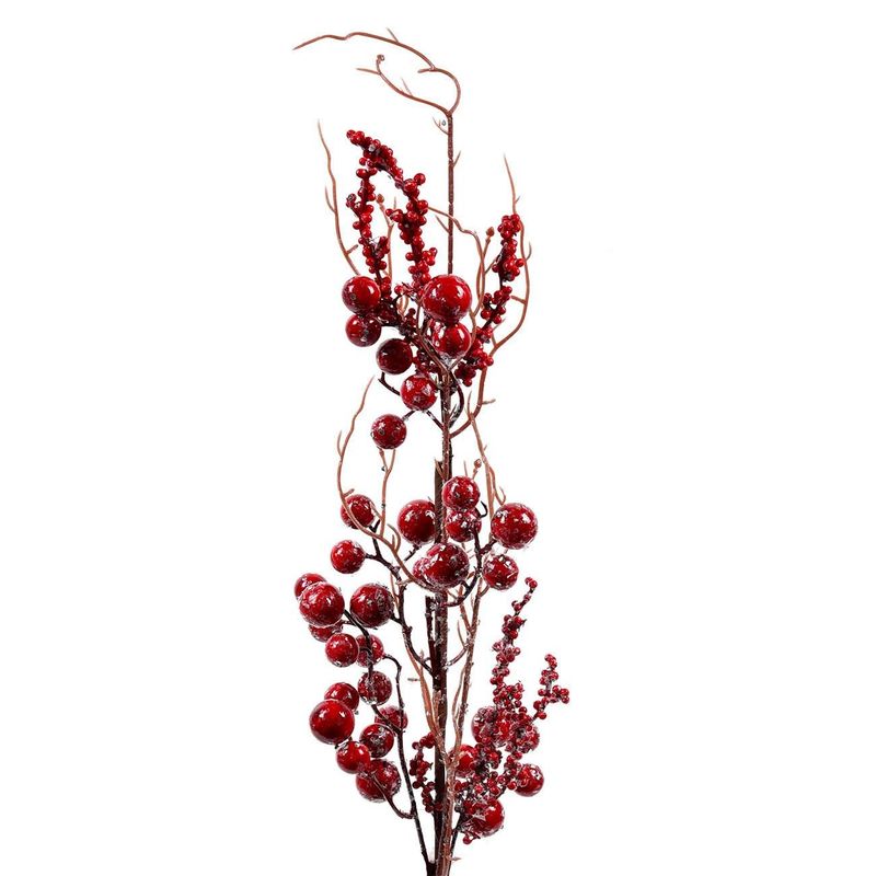 Casa si Gradina - Decoratiuni - Decoratiuni de sezon - Creanga decorativa craciun, 77cm, pomusoare rosii frosty - Infinity.ro