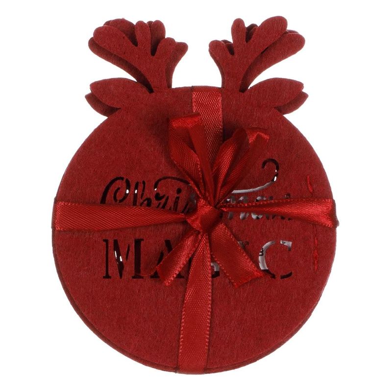 Casa si Gradina - Decoratiuni - Decoratiuni de sezon - Set suporturi pahare, christmas magic, model ren, bordo, 12 cm, 4 bucati - Infinity.ro
