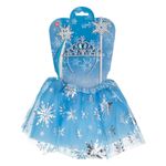 Jucarii, Copii si Bebe - Jucarii si jocuri - Jucarii de rol - Masti si costume copii - Set deghizare, 4 piese, fusta tutu, coronita, bagheta si clama, bleu si argintiu, 3+ ani - Infinity.ro