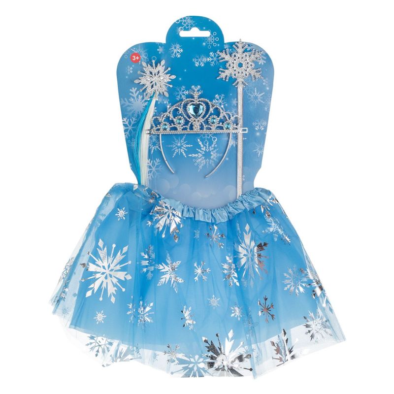 Jucarii, Copii si Bebe - Jucarii si jocuri - Jucarii de rol - Masti si costume copii - Set deghizare, 4 piese, fusta tutu, coronita, bagheta si clama, bleu si argintiu, 3+ ani - Infinity.ro
