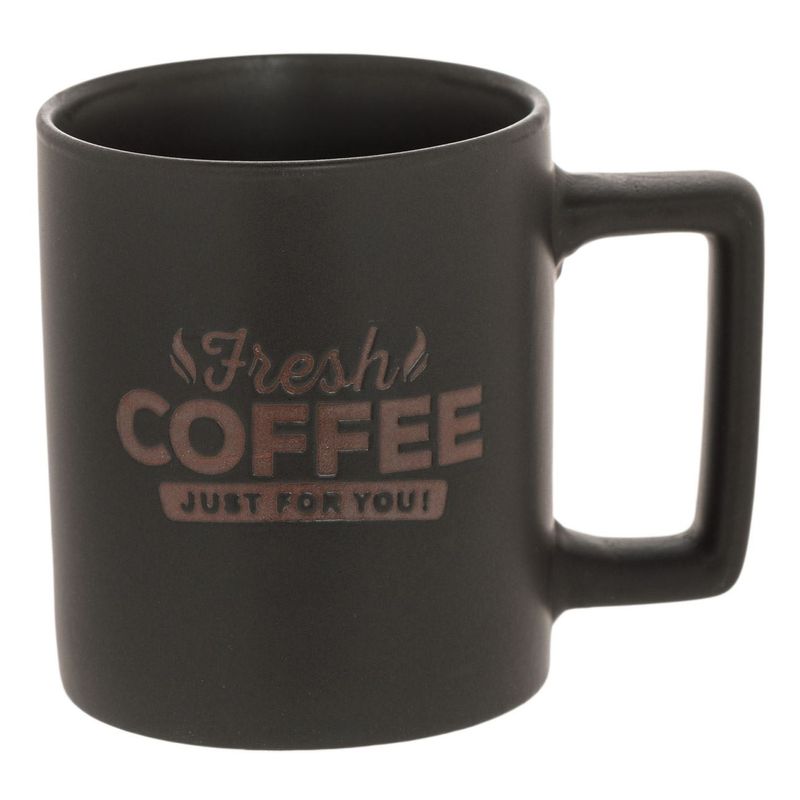 Casa si Gradina - Bucatarie si vesela - Cani si pahare - Cani si cesti - Set cani ceramice, model "fresh coffe just for you", alb si negru, capacitate 310ml, 2 bucati - Infinity.ro