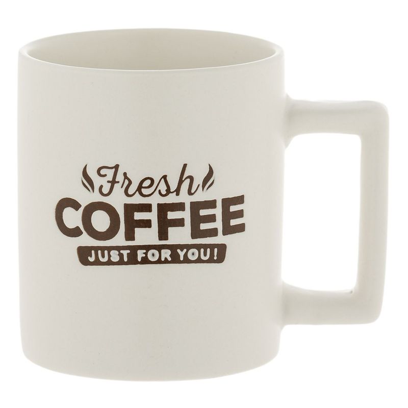 Casa si Gradina - Bucatarie si vesela - Cani si pahare - Cani si cesti - Set cani ceramice, model "fresh coffe just for you", alb si negru, capacitate 310ml, 2 bucati - Infinity.ro