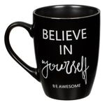 Casa si Gradina - Bucatarie si vesela - Cani si pahare - Cani si cesti - Cana new bone, mesaj believe in yourself, capacitate 370ml, negru mat - Infinity.ro
