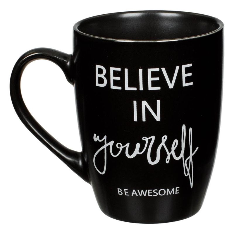 Casa si Gradina - Bucatarie si vesela - Cani si pahare - Cani si cesti - Cana new bone, mesaj believe in yourself, capacitate 370ml, negru mat - Infinity.ro