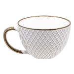 Casa si Gradina - Bucatarie si vesela - Cani si pahare - Cani si cesti - Ceasca ceramica, model romburi, culoare bej si bronz, capacitate 310 ml - Infinity.ro