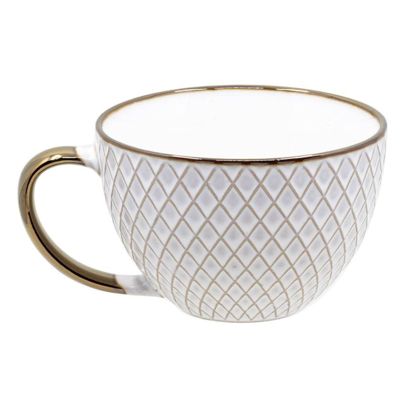 Casa si Gradina - Bucatarie si vesela - Cani si pahare - Cani si cesti - Ceasca ceramica, model romburi, culoare bej si bronz, capacitate 310 ml - Infinity.ro
