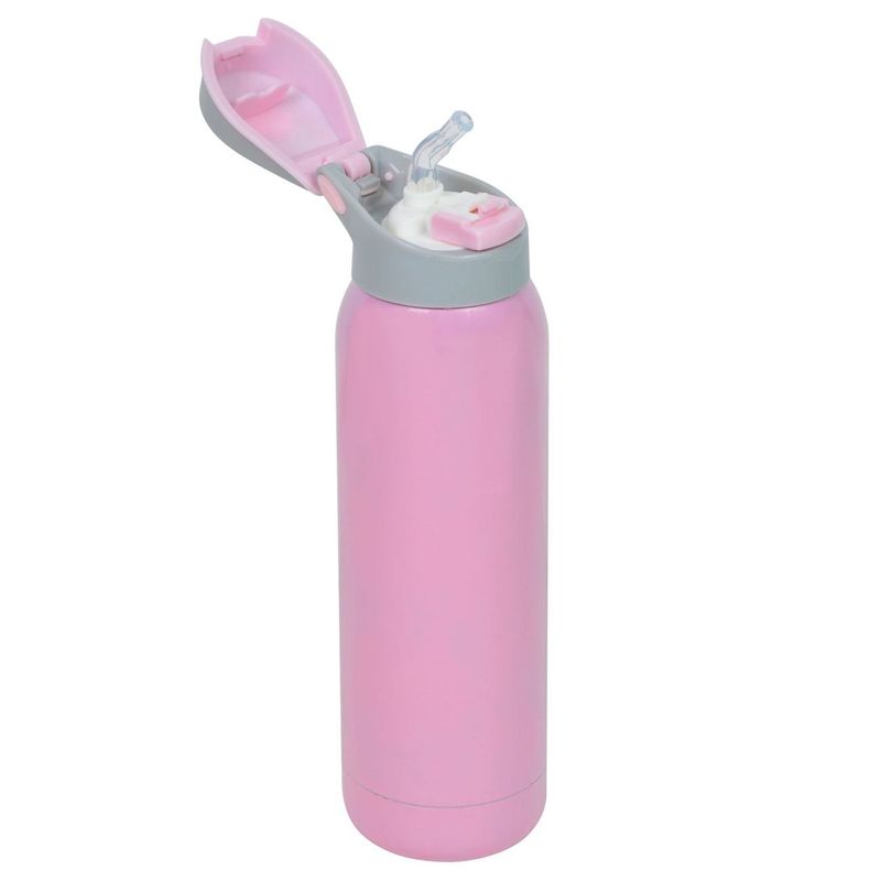 Casa si Gradina - Bucatarie si vesela - Accesorii bar - Termosuri si Cani termos - Sticla apa izoterma, termos, roz mat, capacitate 500ml, din otel inoxidabil, cu pai - Infinity.ro