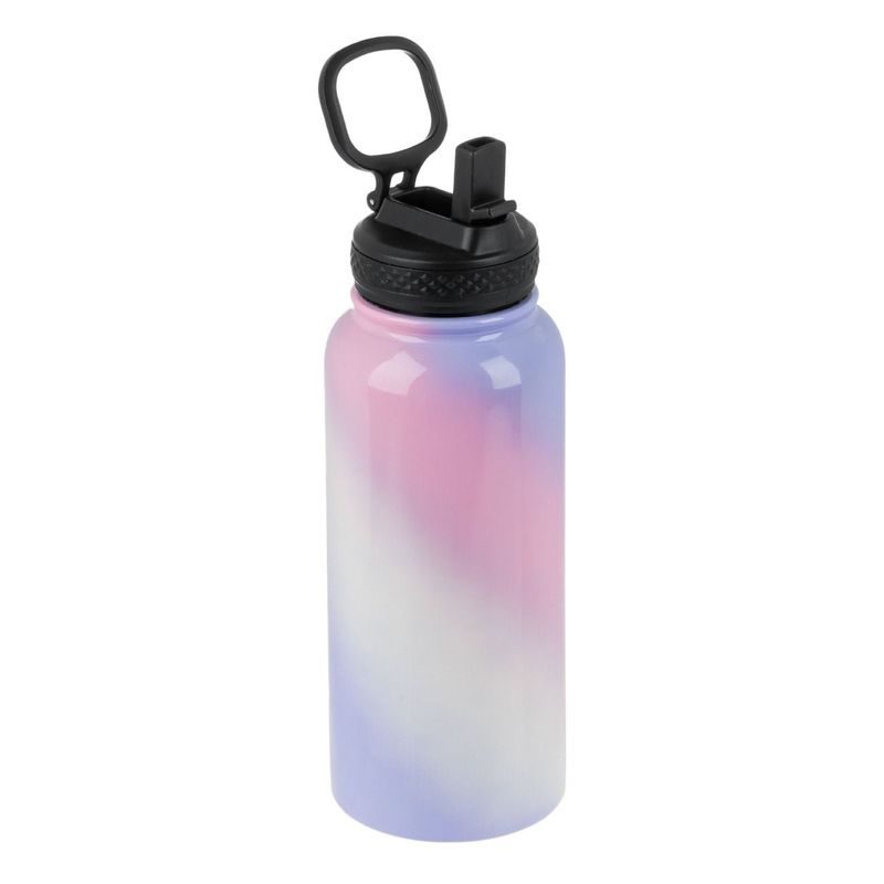 Casa si Gradina - Bucatarie si vesela - Accesorii bar - Termosuri si Cani termos - Termos inoxidabil, model degrade, roz lila, capacitate 1l, cu pai - Infinity.ro