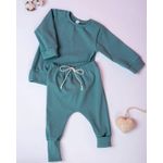 Fashion, accesorii si bijuterii - Copii - Imbracaminte copii - Treninguri si compleuri copii - Compleu din jersey reiat verde turcuaz inchis cu pantaloni si bluza cu maneca lunga 80 cm 9-12 luni - Infinity.ro