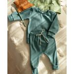 Fashion, accesorii si bijuterii - Copii - Imbracaminte copii - Treninguri si compleuri copii - Compleu din jersey reiat verde turcuaz inchis cu pantaloni si bluza cu maneca lunga 80 cm 9-12 luni - Infinity.ro