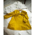 Fashion, accesorii si bijuterii - Copii - Imbracaminte copii - Rochii copii - Rochie din in galben mustar cu maneca lunga si guler amplu in forma de funda 92 cm 18-24 luni - Infinity.ro