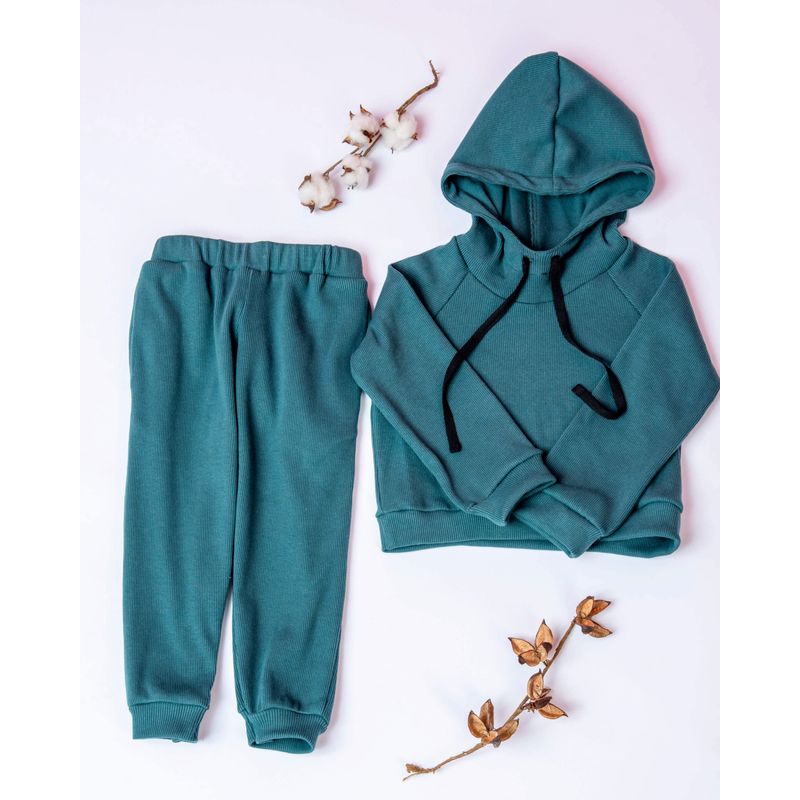 Fashion, accesorii si bijuterii - Copii - Imbracaminte copii - Treninguri si compleuri copii - Trening din bumbac reiat cu pantaloni lejeri si hanorac cu gluga 110 cm 5 ani - Infinity.ro