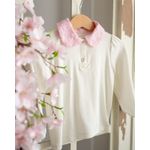 Fashion, accesorii si bijuterii - Copii - Imbracaminte copii - Bluze si camasi copii - Bluza din jersey de bumbac cu guler roz  din bumbac dantelat 86 cm 12-18 luni - Infinity.ro