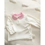 Fashion, accesorii si bijuterii - Copii - Imbracaminte copii - Bluze si camasi copii - Bluza din jersey de bumbac cu guler roz  din bumbac dantelat 86 cm 12-18 luni - Infinity.ro