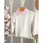 Fashion, accesorii si bijuterii - Copii - Imbracaminte copii - Bluze si camasi copii - Bluza din jersey de bumbac cu guler roz  din bumbac dantelat 86 cm 12-18 luni - Infinity.ro