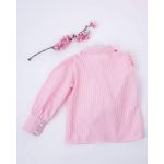 Fashion, accesorii si bijuterii - Copii - Imbracaminte copii - Bluze si camasi copii - Camasa cu imprimeu in dungi alb cu roz 110 cm 5 ani - Infinity.ro