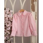 Fashion, accesorii si bijuterii - Copii - Imbracaminte copii - Bluze si camasi copii - Camasa cu imprimeu in dungi alb cu roz 110 cm 5 ani - Infinity.ro