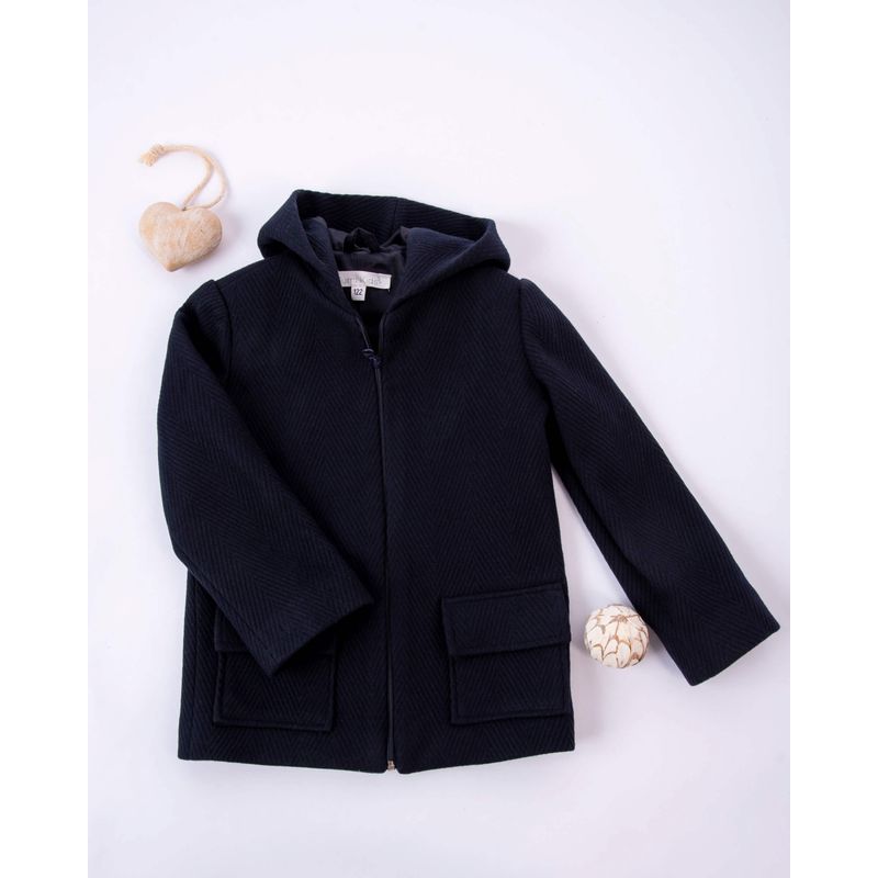 Fashion, accesorii si bijuterii - Copii - Imbracaminte copii - Jachete si geci copii - Jacheta cu gluga din stofa de lana texturata 110 cm 5 ani - Infinity.ro