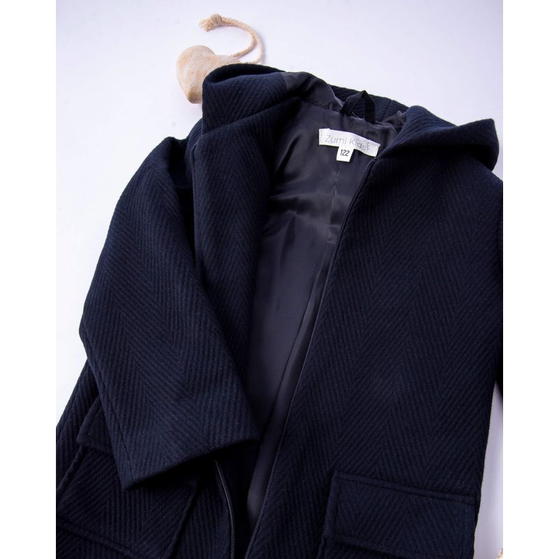 Fashion, accesorii si bijuterii - Copii - Imbracaminte copii - Jachete si geci copii - Jacheta cu gluga din stofa de lana texturata 110 cm 5 ani - Infinity.ro