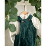 Fashion, accesorii si bijuterii - Copii - Imbracaminte copii - Treninguri si compleuri copii - Set cu salopeta de catifea verde si camasa din in 86 cm 12-18 luni - Infinity.ro