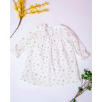 Fashion, accesorii si bijuterii - Copii - Imbracaminte copii - Rochii copii - Rochie din muselina cu imprimeu floricele mici galbene si frunze 80 cm 6-12 luni - Infinity.ro