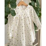 Fashion, accesorii si bijuterii - Copii - Imbracaminte copii - Rochii copii - Rochie din muselina cu imprimeu floricele mici galbene si frunze 80 cm 6-12 luni - Infinity.ro