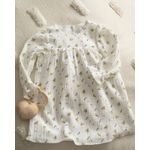 Fashion, accesorii si bijuterii - Copii - Imbracaminte copii - Rochii copii - Rochie din muselina cu imprimeu floricele mici galbene si frunze 80 cm 6-12 luni - Infinity.ro