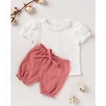 Fashion, accesorii si bijuterii - Copii - Imbracaminte copii - Pantaloni copii - Pantaloni scurti, bufanti, din muselina roz 68 cm 3-6 luni - Infinity.ro