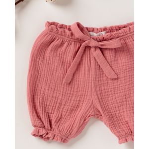 Pantaloni scurti, bufanti, din muselina roz 68 cm 3-6 luni