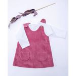 Fashion, accesorii si bijuterii - Copii - Imbracaminte copii - Rochii copii - Sarafan din catifea reiata roz pudrat cu capse si buzunare aplicate 116 cm 6 ani - Infinity.ro