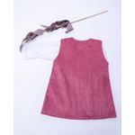 Fashion, accesorii si bijuterii - Copii - Imbracaminte copii - Rochii copii - Sarafan din catifea reiata roz pudrat cu capse si buzunare aplicate 116 cm 6 ani - Infinity.ro