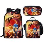 Fashion, accesorii si bijuterii - Copii - Accesorii copii - Genti si rucsacuri copii - Set rucsac pentru copii Sonic cu penar  si geanta de umar 3D - Infinity.ro