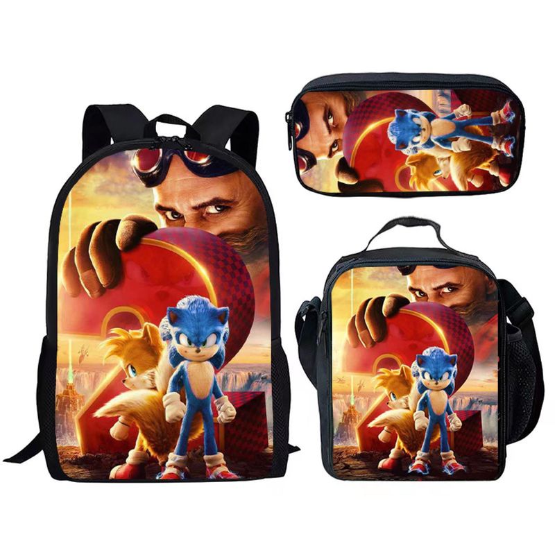 Fashion, accesorii si bijuterii - Copii - Accesorii copii - Genti si rucsacuri copii - Set rucsac pentru copii Sonic cu penar  si geanta de umar 3D - Infinity.ro