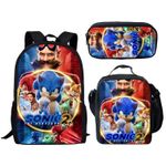 Fashion, accesorii si bijuterii - Copii - Accesorii copii - Genti si rucsacuri copii - Set rucsac 3 piese pentru copii sonic cu punga geanta pe umar 3D - Infinity.ro