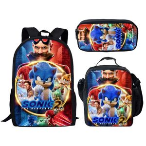 Set rucsac 3 piese pentru copii sonic cu punga geanta pe umar 3D