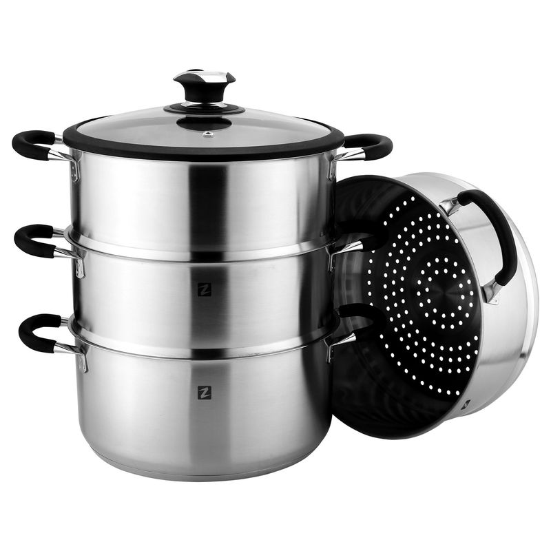 Casa si Gradina - Bucatarie si vesela - Vase pentru gatit - Tigai si seturi - Set 5 piese pentru gatit la aburi, inox, 28cm/7,6L - Zokura - Infinity.ro