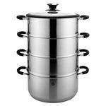Casa si Gradina - Bucatarie si vesela - Vase pentru gatit - Tigai si seturi - Set 5 piese pentru gatit la aburi, inox, 28cm/7,6L - Zokura - Infinity.ro
