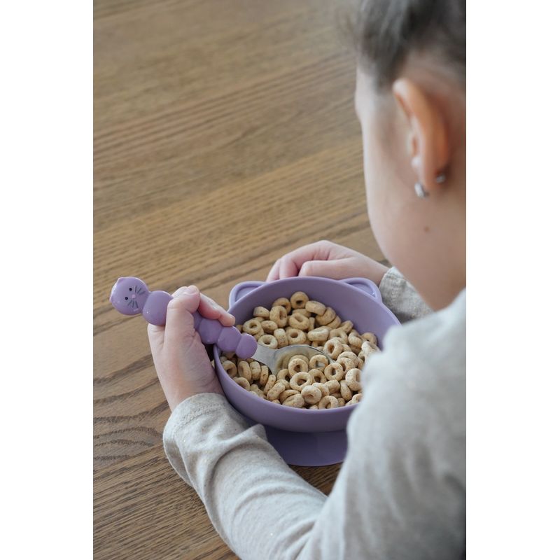 Jucarii, Copii si Bebe - Hrana si alaptare - Biberoane, suzete si accesorii hranire - Articole hranire bebelusi - SET 2 CASTRONELE CU VENTUZA SILICON MELII MODEL PISICA - Infinity.ro