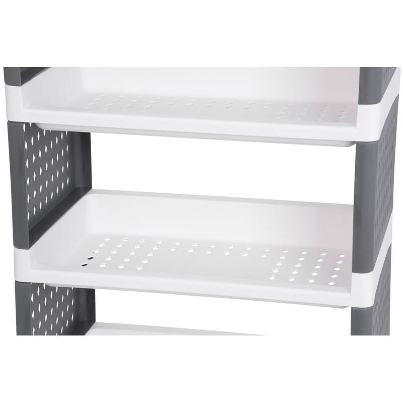Casa si Gradina - Mobilier - Comode si corpuri - Comode - Comoda/raft plastic, MagicHome, pe roti, 4 polite, gri si alb, max 25 kg, 49x29x75.5 cm - Infinity.ro