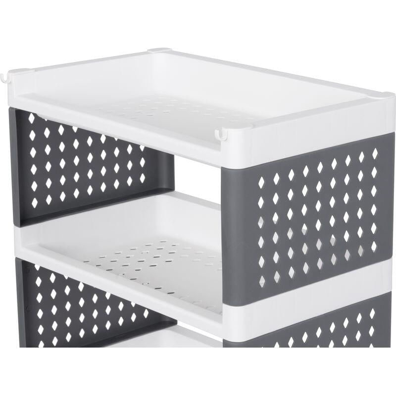 Casa si Gradina - Mobilier - Comode si corpuri - Comode - Comoda/raft plastic, MagicHome, pe roti, 4 polite, gri si alb, max 25 kg, 49x29x75.5 cm - Infinity.ro