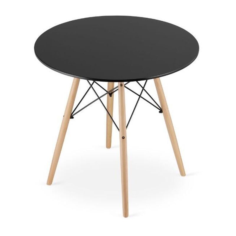 Casa si Gradina - Mobilier - Mese si birouri - Mese bucatarie si dining - Masa stil scandinav, Artool, rotund, MDF si lemn, negru, natur, 80x72 cm - Infinity.ro