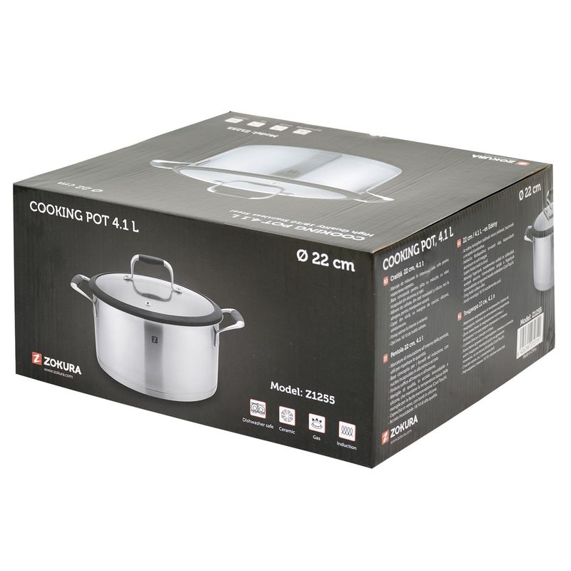 Casa si Gradina - Bucatarie si vesela - Vase pentru gatit - Oale si cratite - Cratita inox, cu capac, 22cm/4,1L - Zokura - Infinity.ro