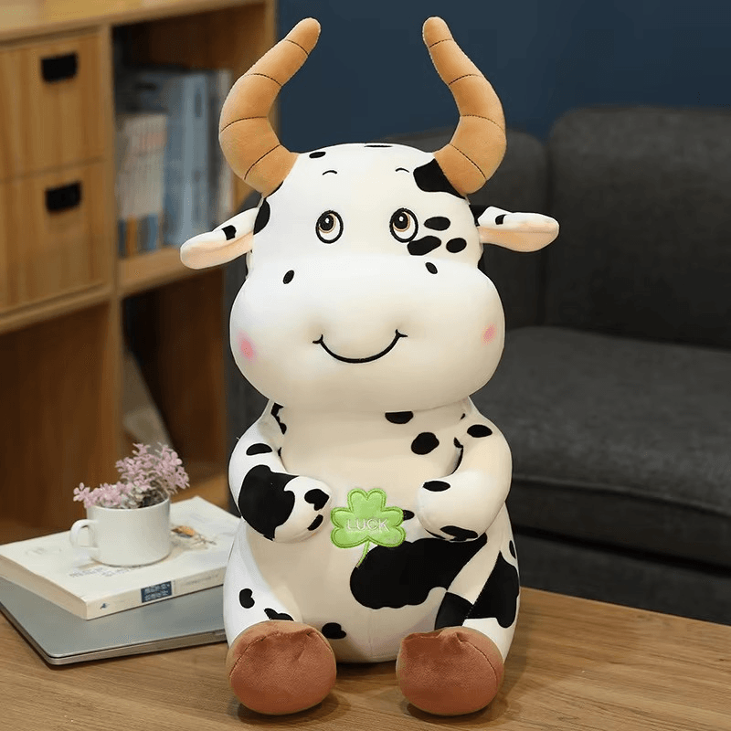 Jucarii, Copii si Bebe - Jucarii si jocuri - Jucarii de plus - Jucarie  din Plus, Vacuta, catifelata, dimensiune 28cm, culoare alb negru ABYZ™ - Infinity.ro